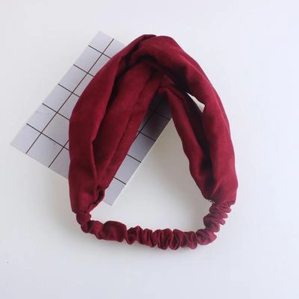 3 solid front twist headband/wraps